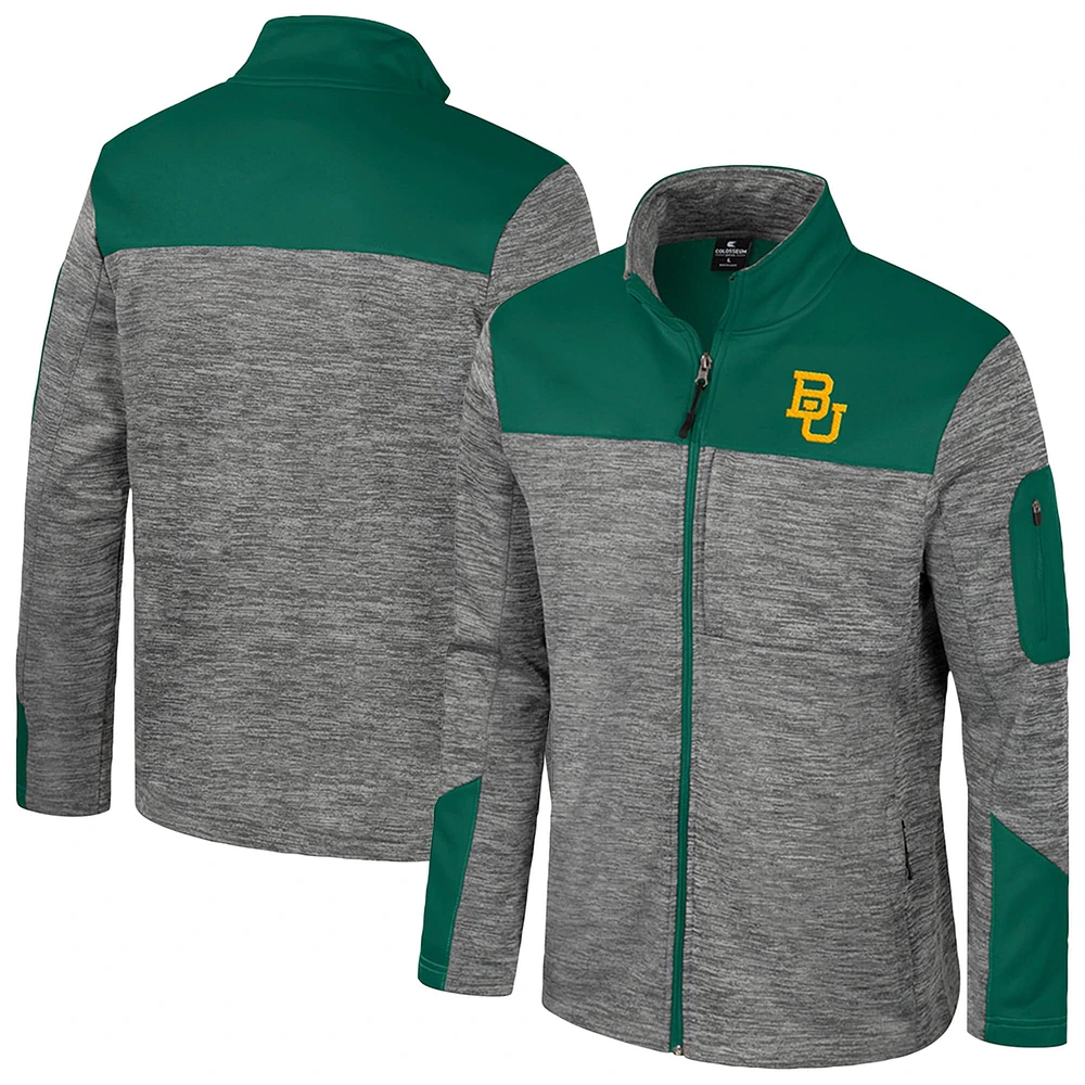 Veste zippée intégrale pour homme Colosseum gris/vert Baylor Bears Guard