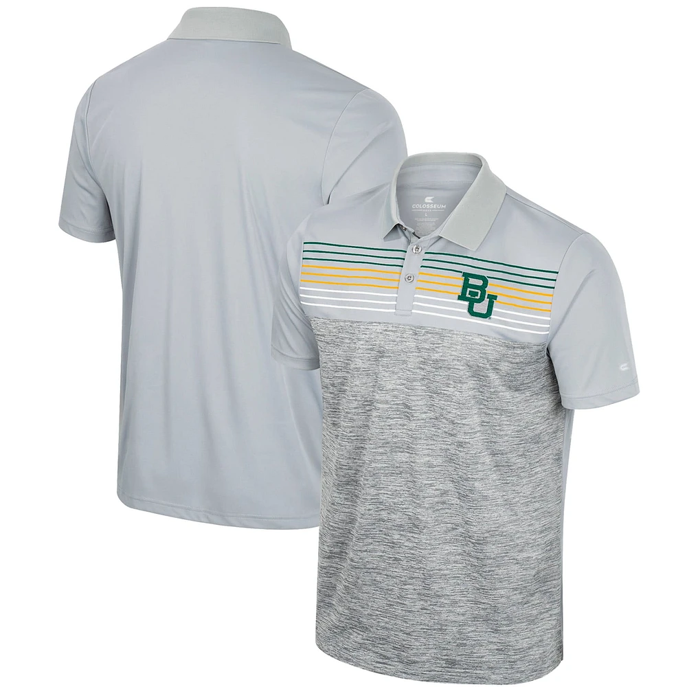 Men's Colosseum Gray Baylor Bears Cybernetic Polo