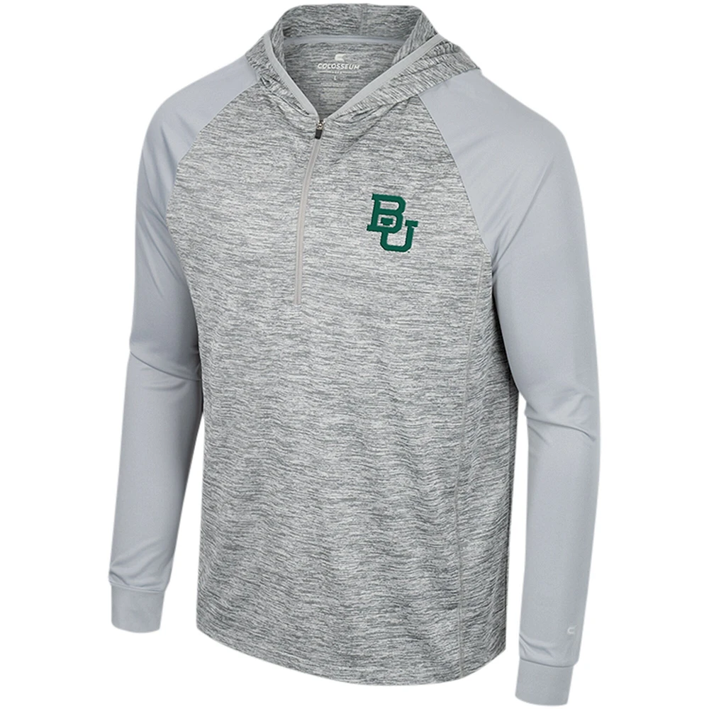 Haut à capuche Cybernetic Raglan quart de zip des Baylor Bears gris Colosseum pour hommes