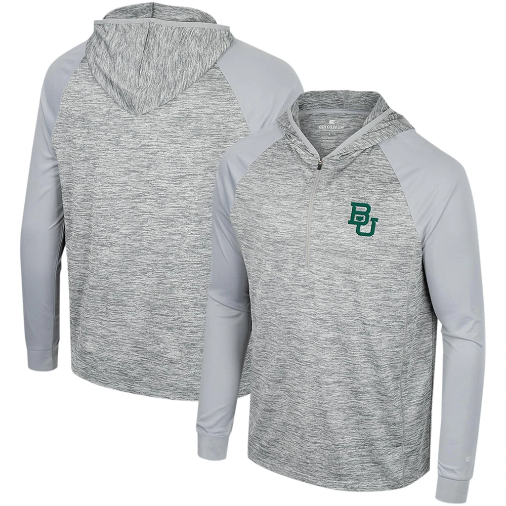 Haut à capuche Cybernetic Raglan quart de zip des Baylor Bears gris Colosseum pour hommes