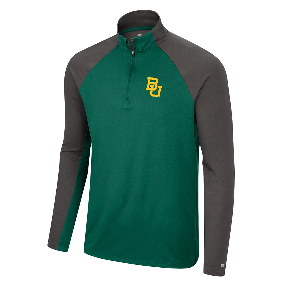 Colosseum Green/Charcoal Baylor Bears Two Yutes Raglan Quarter-Zip Windshirt