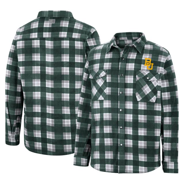 Colosseum Green/White Baylor Bears Ellis Plaid Full-Snap Shirt Jacket
