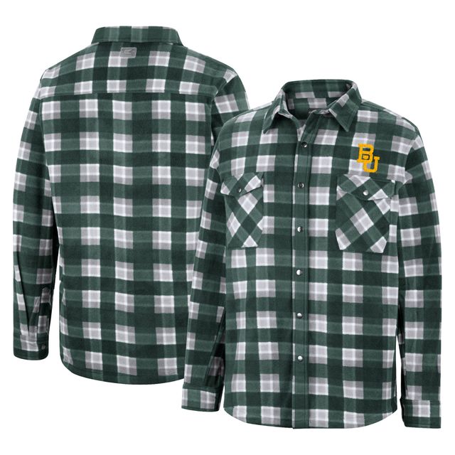 Colosseum Green/White Baylor Bears Ellis Plaid Full-Snap Shirt Jacket