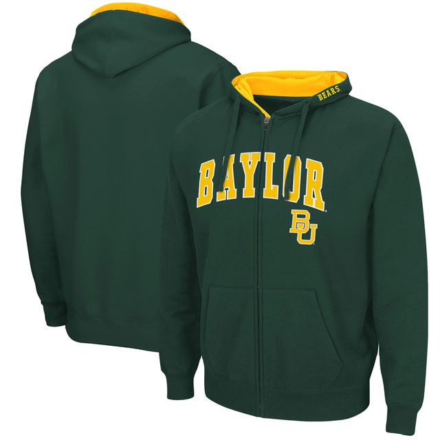 Sweat à capuche entièrement zippé Baylor Bears Arch & Logo 3.0 Colosseum Green pour homme