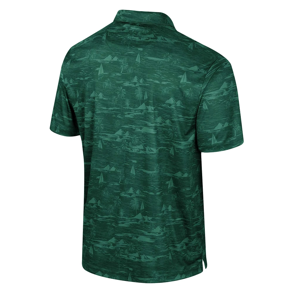 Men's Colosseum Green Baylor Bears Daly Print Polo