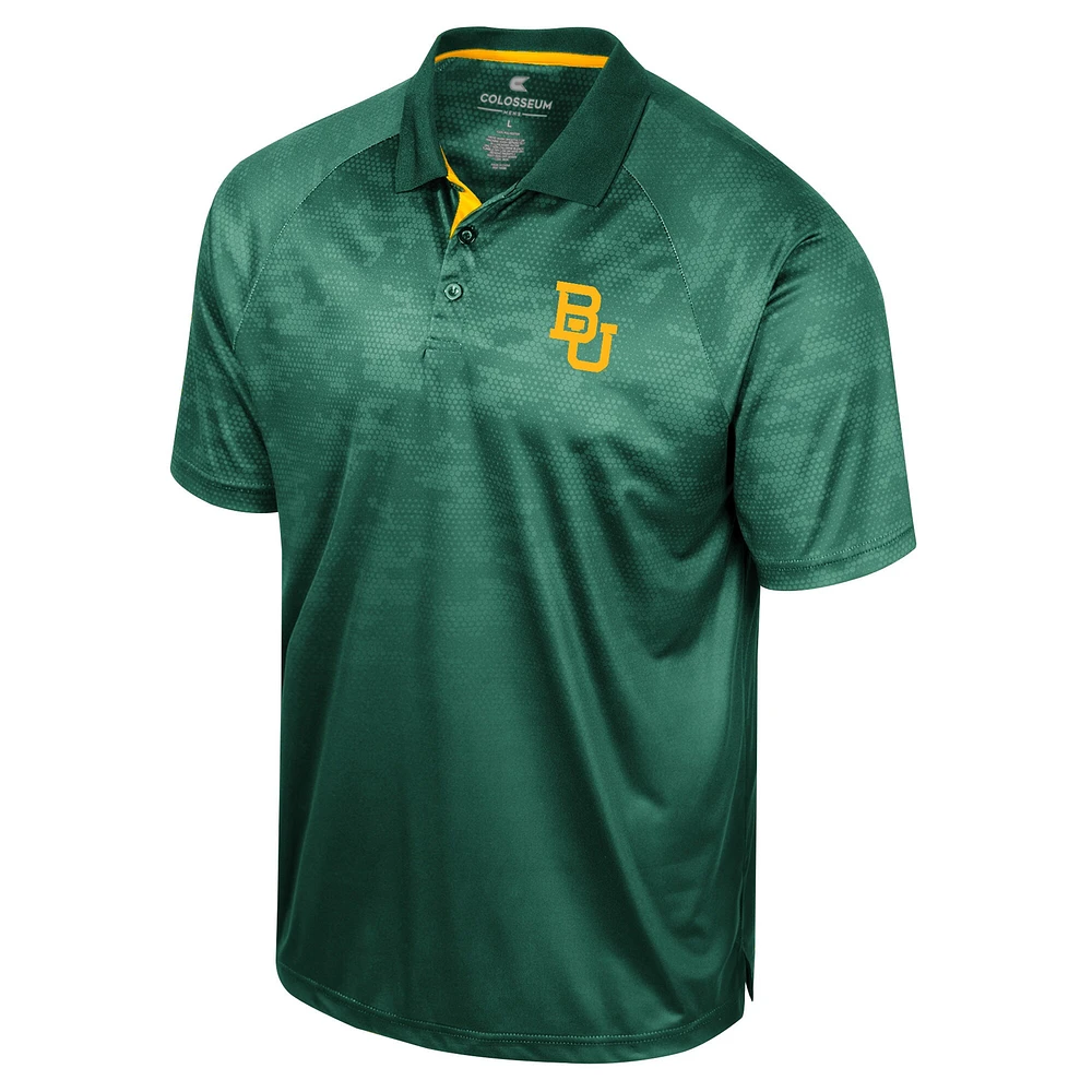 Polo à manches raglan en nid d'abeille Baylor Bears vert Colisée pour hommes