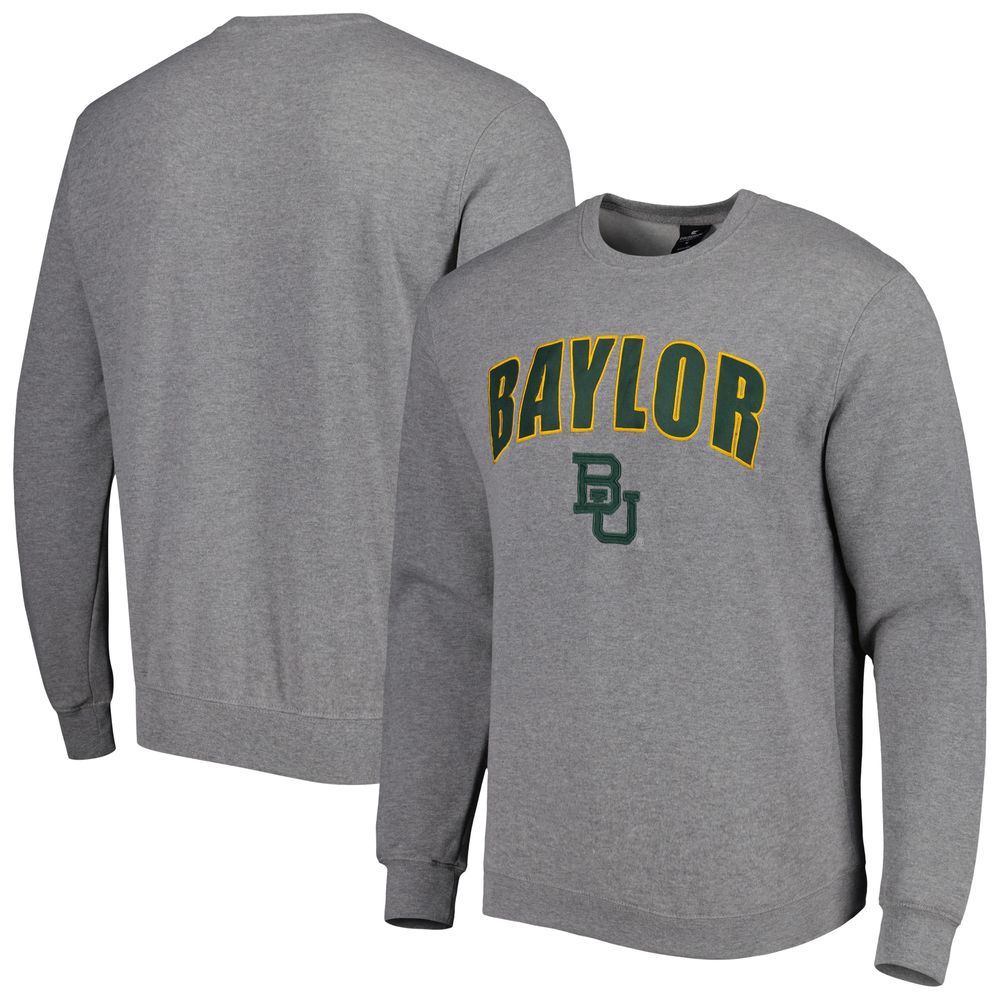 Men's Colosseum Heathered Gray Baylor Bears Arch & Logo Pullover Sweatshirt