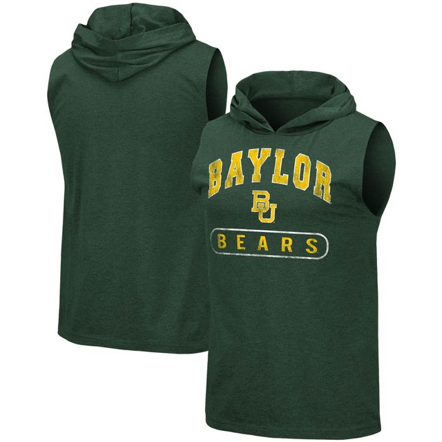 Débardeur à capuche universitaire Baylor Bears vert chiné Colosseum pour hommes