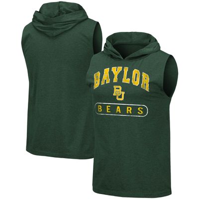 Men's Colosseum Heathered Green Baylor Bears Varsity Hoodie Tank Top