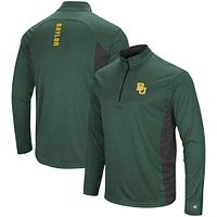 Men's Colosseum Heathered Heather Green Baylor Bears Audible Lightweight Windshirt Quarter-Zip Pullover