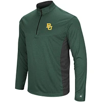 Men's Colosseum Heathered Heather Green Baylor Bears Audible Lightweight Windshirt Quarter-Zip Pullover