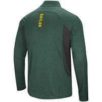 Men's Colosseum Heathered Heather Green Baylor Bears Audible Lightweight Windshirt Quarter-Zip Pullover