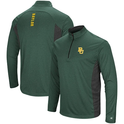 Men's Colosseum Heathered Heather Green Baylor Bears Audible Lightweight Windshirt Quarter-Zip Pullover