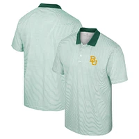 Men's Colosseum White/Green Baylor Bears Print Stripe Polo