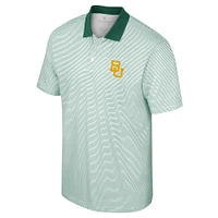 Men's Colosseum White/Green Baylor Bears Print Stripe Polo