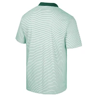 Men's Colosseum White/Green Baylor Bears Print Stripe Polo