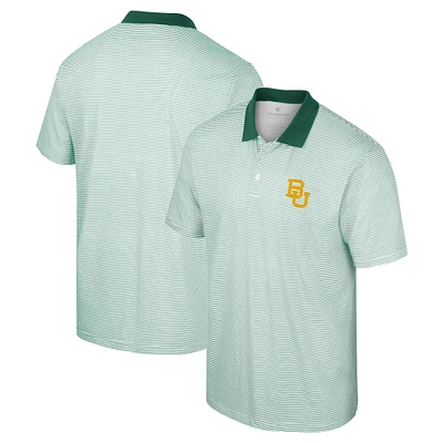 Men's Colosseum White/Green Baylor Bears Print Stripe Polo