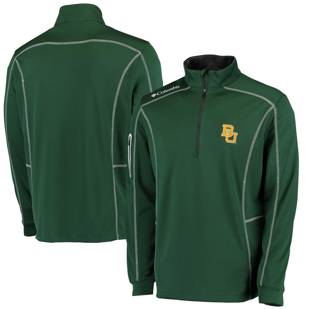 Men's Columbia Golf Green Baylor Bears Shotgun Omni-Wick Quarter-Zip Pullover Jacket