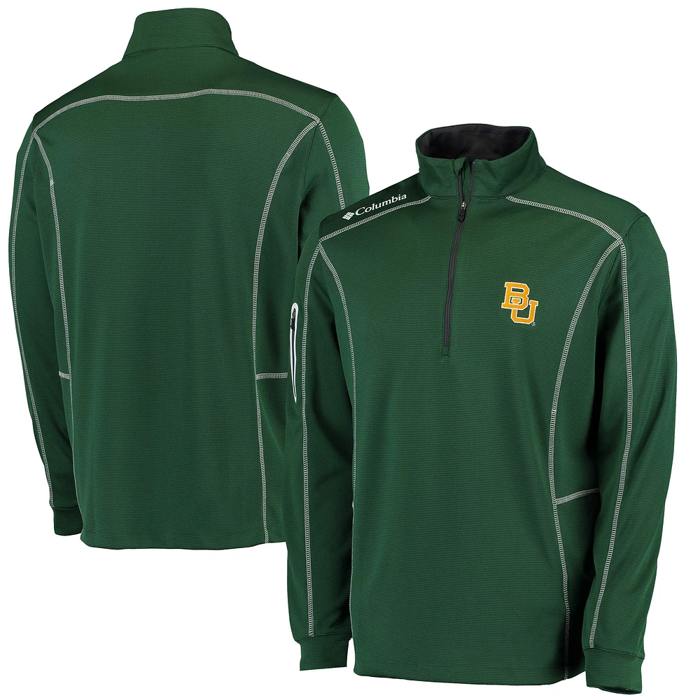 Columbia Golf Green Baylor Bears Shotgun Omni-Wick Veste à enfiler quart de zip pour homme