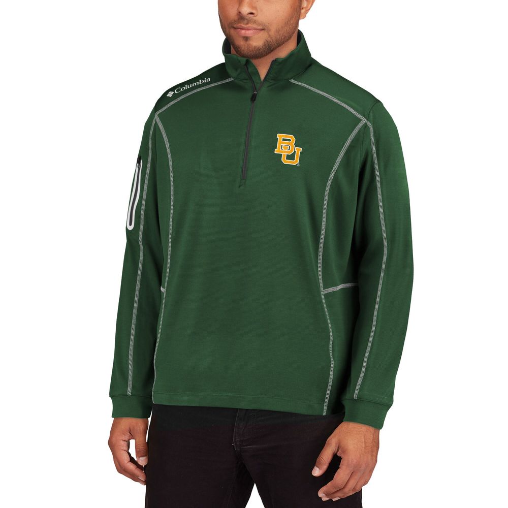 Men's Columbia Golf Green Baylor Bears Shotgun Omni-Wick Quarter-Zip Pullover Jacket