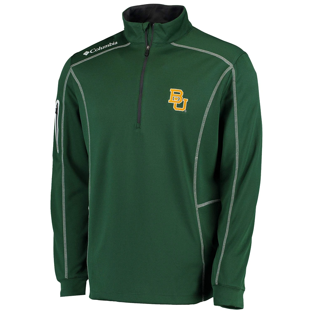 Men's Columbia Golf Green Baylor Bears Shotgun Omni-Wick Quarter-Zip Pullover Jacket