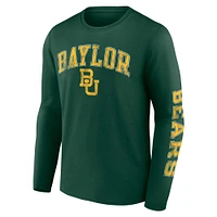 T-shirt à manches longues vert Baylor Bears Fanatics pour hommes en détresse avec logo