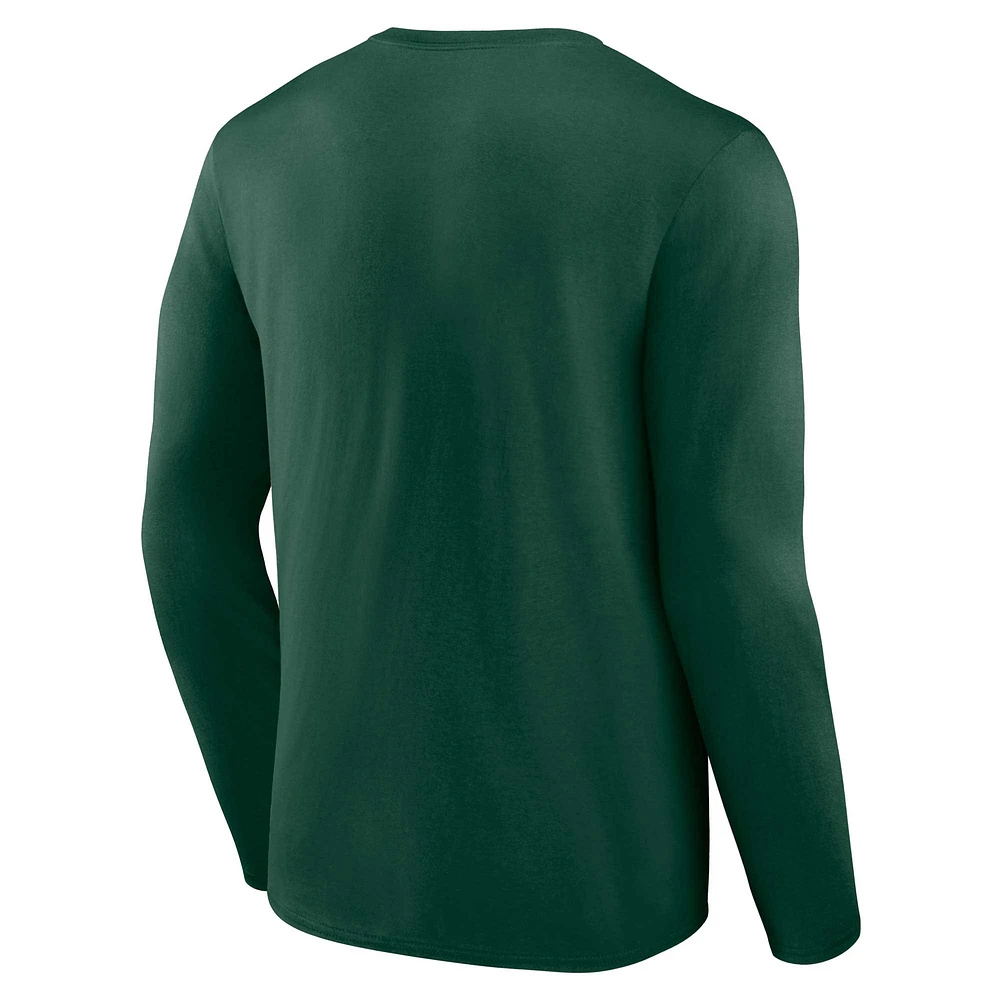 T-shirt à manches longues vert Baylor Bears Fanatics pour hommes en détresse avec logo