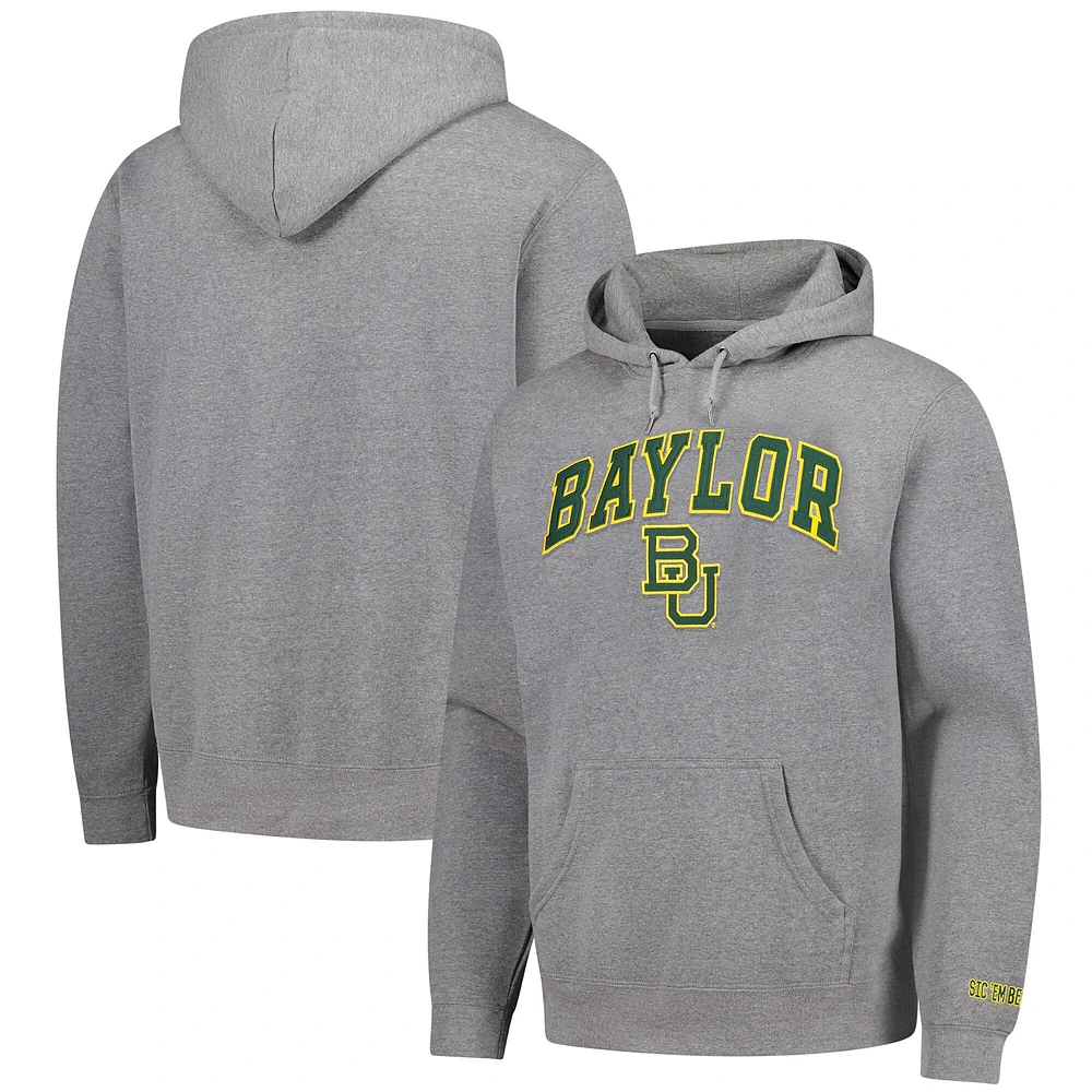 Men's Heather Charcoal Baylor Bears Arch Logo Foundation Fleece Pullover Hoodie