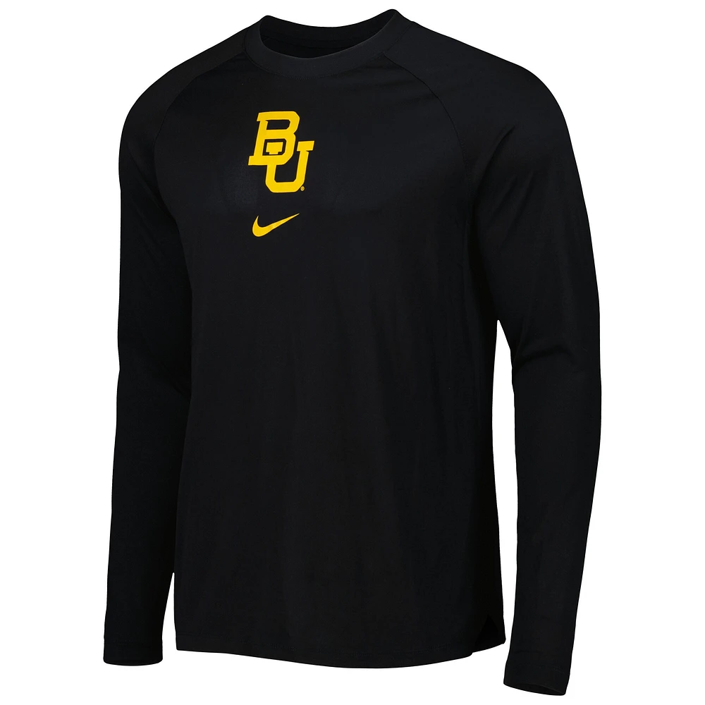 T-shirt à manches longues Nike Baylor Bears Spotlight Raglan Performance pour homme, noir