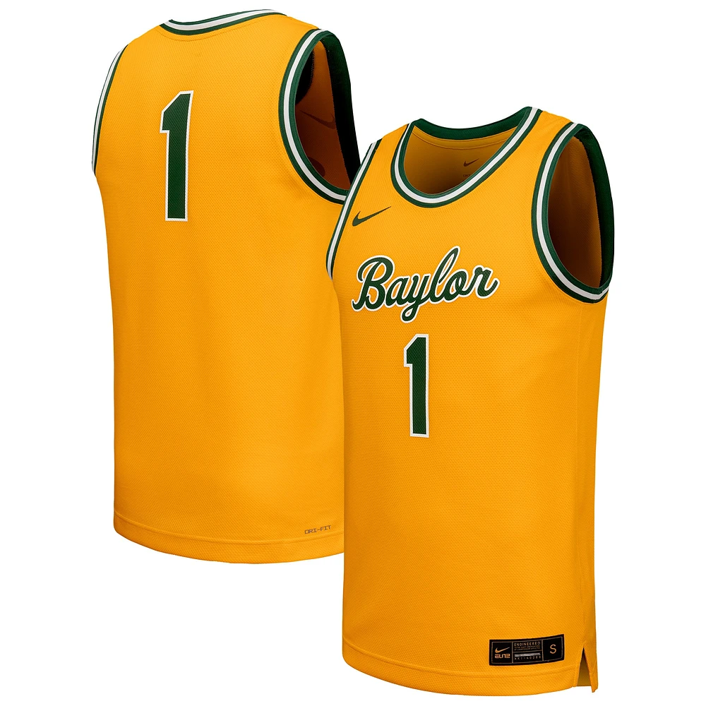 Maillot de basket-ball rétro réplique Nike Gold Baylor Bears pour homme