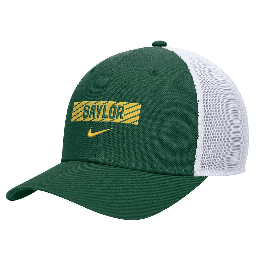 Casquette ajustable Nike Baylor Bears 2024/25 Sideline Rise Trucker pour homme, verte