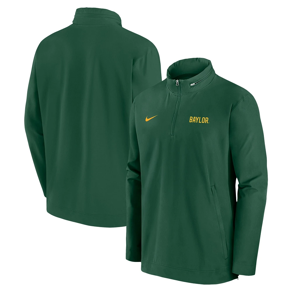 Men's Nike Green Baylor Bears 2024 Sideline Coach Quarter-Zip Hoodie Jacket