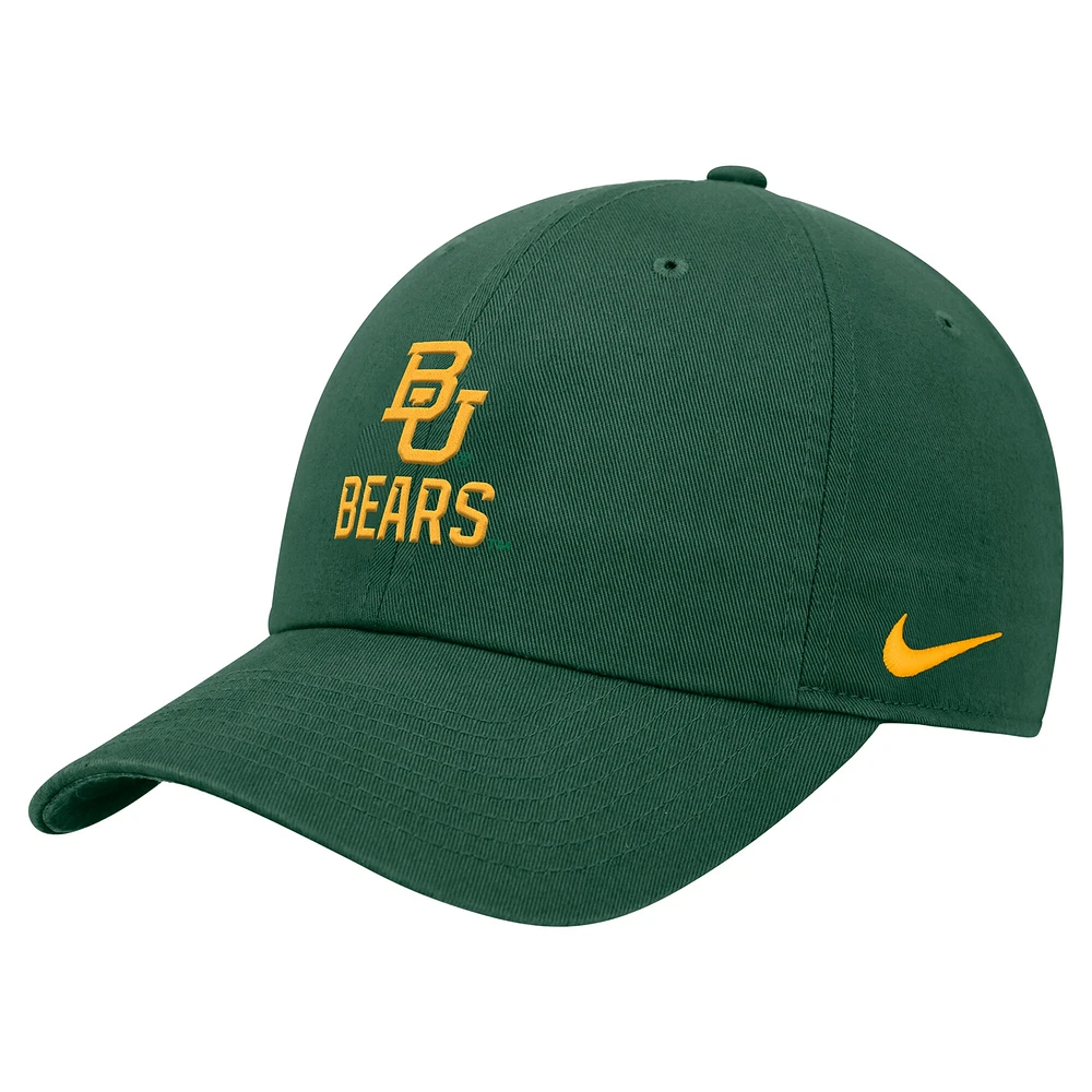 Casquette ajustable Nike Baylor Bears Club verte pour homme