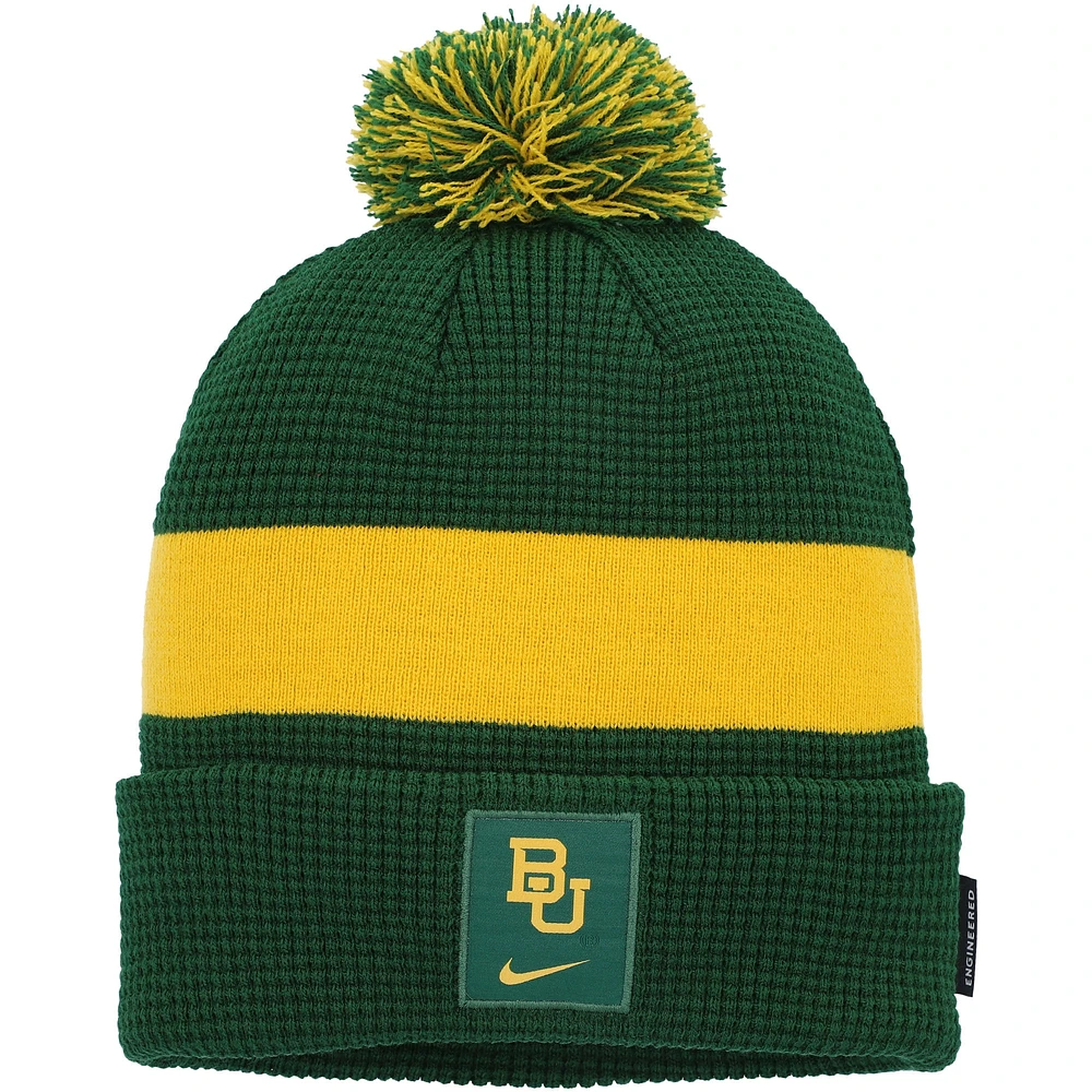 Bonnet en tricot à revers Nike Baylor Bears Sideline Team vert pour homme avec pompon