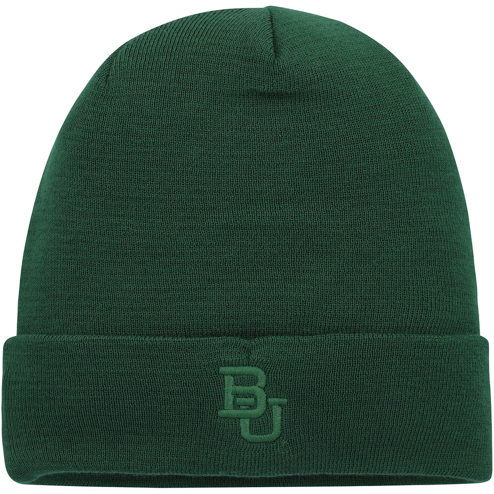 Bonnet en tricot à revers ton sur ton Baylor Bears Nike vert pour homme