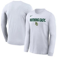 T-shirt à manches longues Nike Baylor Bears 2025 On-Court Bench pour homme Blanc
