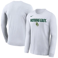 T-shirt à manches longues Nike Baylor Bears 2025 On-Court Bench pour homme Blanc