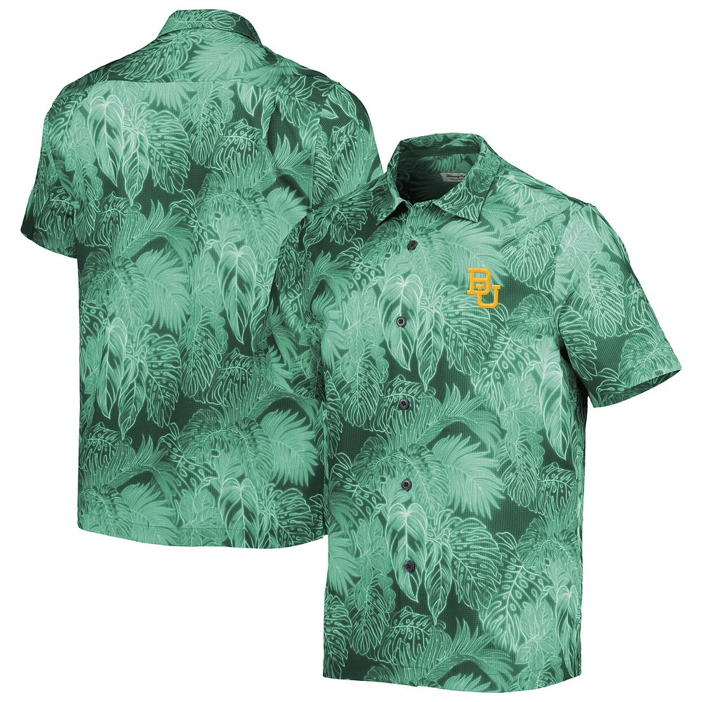 Chemise boutonnée pour homme Tommy Bahama Green Baylor Bears Coast Luminescent Frond Camp IslandZone