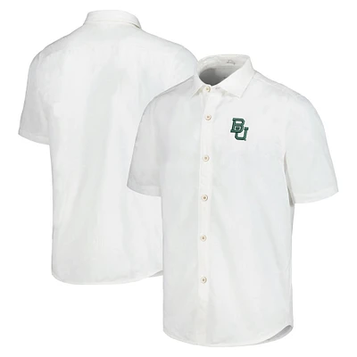 Men's Tommy Bahama White Baylor Bears Coconut Point Palm Vista IslandZone Camp Button-Up Shirt