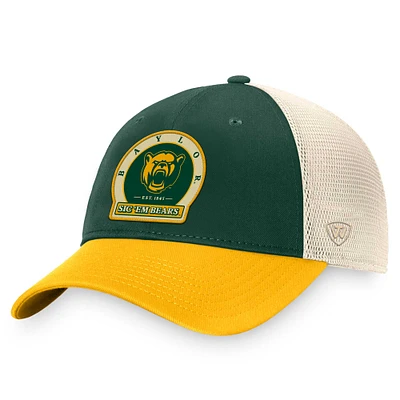 Casquette réglable Top of the World Green Baylor Bears Refined Trucker pour hommes