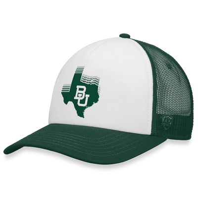 Men's Top of the World White/Green Baylor Bears Tone Down Trucker Snapback Hat