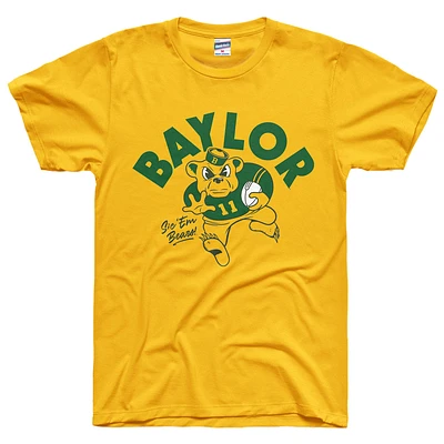 T-shirt unisexe Charlie Hustle Gold Baylor Bears Sic 'Em Stiff Arm