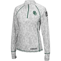 Women's Colosseum Camo Baylor Bears OHT Military Appreciation Officer Arctic Lightweight Quarter-Zip Top