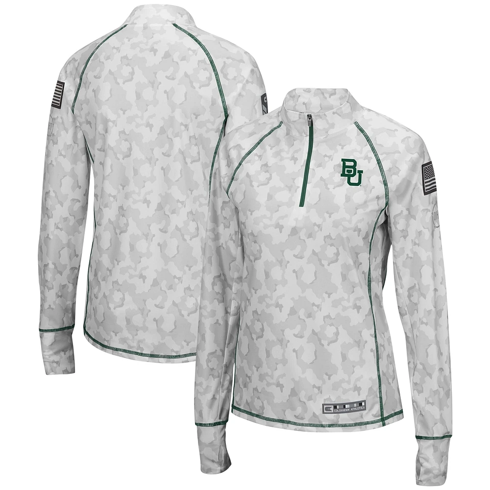 Women's Colosseum Camo Baylor Bears OHT Military Appreciation Officer Arctic Lightweight Quarter-Zip Top