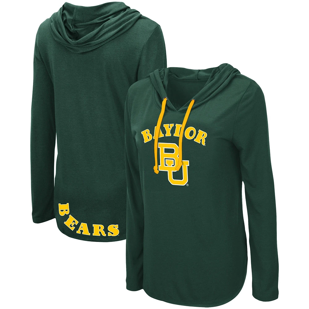 Women's Colosseum Green Baylor Bears My Lover Lightweight Hooded Long Sleeve T-Shirt