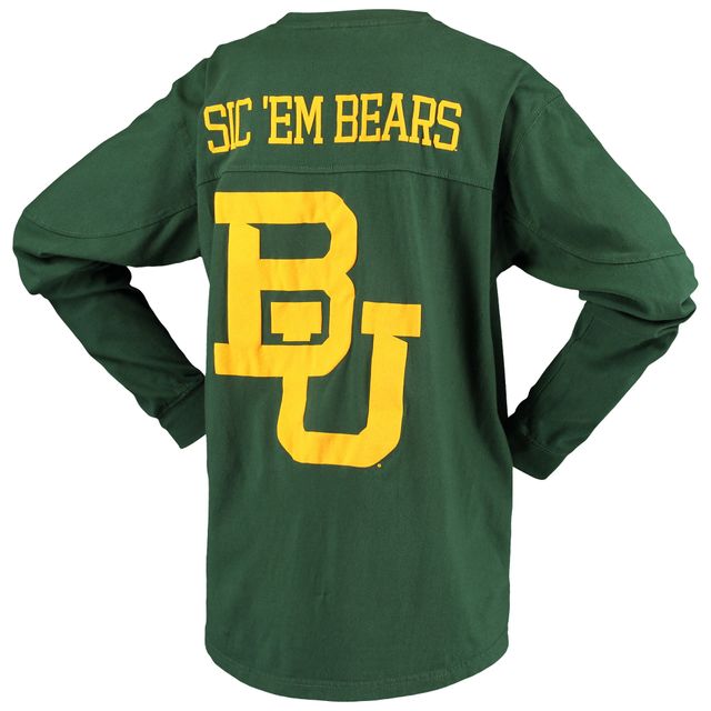 T-shirt surdimensionné à manches longues pour femme Pressbox vert Baylor Bears Big Shirt