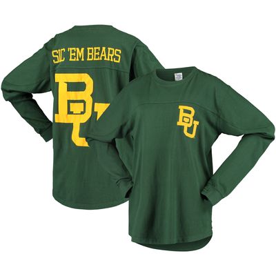 Women's Pressbox Green Baylor Bears Big Shirt Oversized Long Sleeve T-Shirt