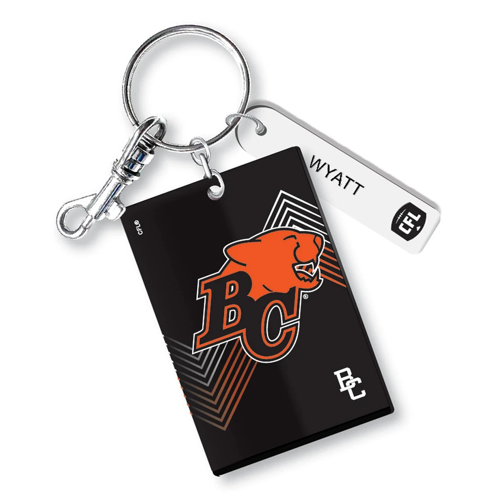  BC Lions Personalized Leather Rectangle Keychain