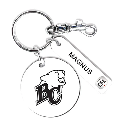 BC Lions Personalized Leather Round Keychain