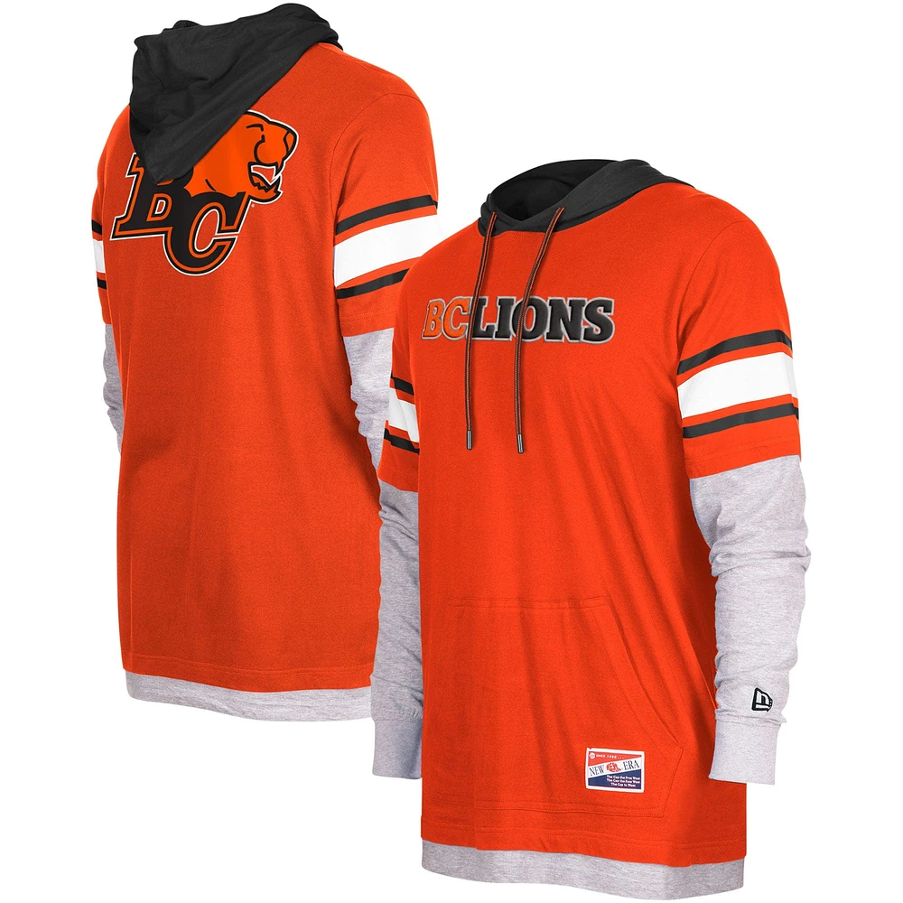 Men's 5th & Ocean by New Era Orange BC Lions Twofer Pullover Hoodie